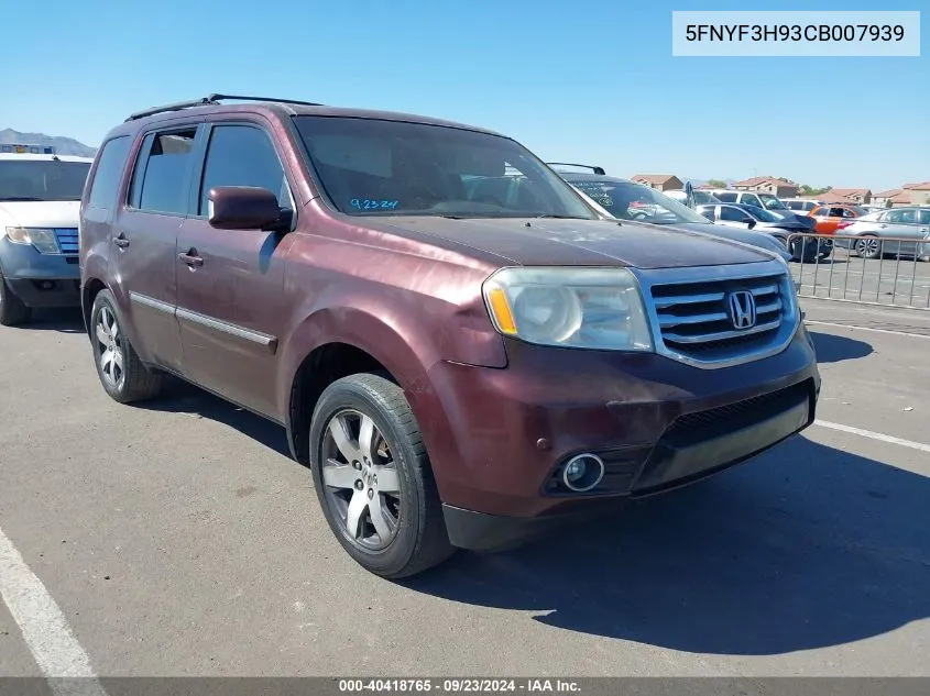 2012 Honda Pilot Touring VIN: 5FNYF3H93CB007939 Lot: 40418765