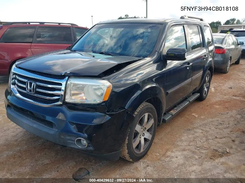 2012 Honda Pilot Touring VIN: 5FNYF3H94CB018108 Lot: 40429632