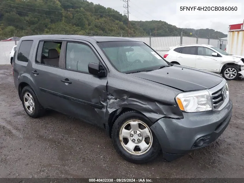 2012 Honda Pilot Lx VIN: 5FNYF4H20CB086060 Lot: 40432338