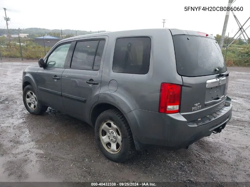 2012 Honda Pilot Lx VIN: 5FNYF4H20CB086060 Lot: 40432338