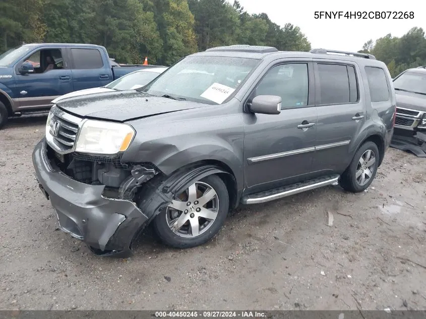 2012 Honda Pilot Touring VIN: 5FNYF4H92CB072268 Lot: 40450245