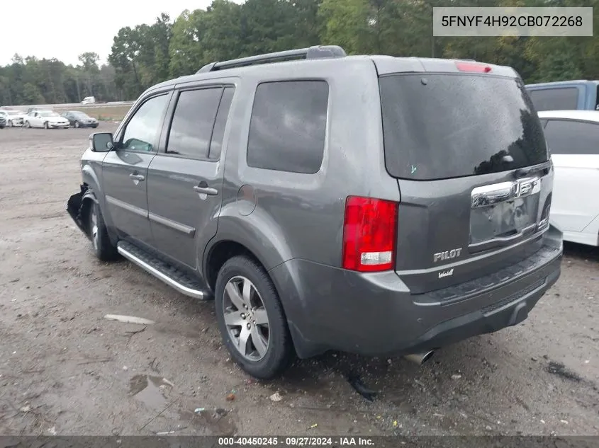 2012 Honda Pilot Touring VIN: 5FNYF4H92CB072268 Lot: 40450245