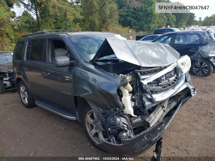 2012 Honda Pilot Ex-L VIN: 5FNYF4H69CB047647 Lot: 40457902