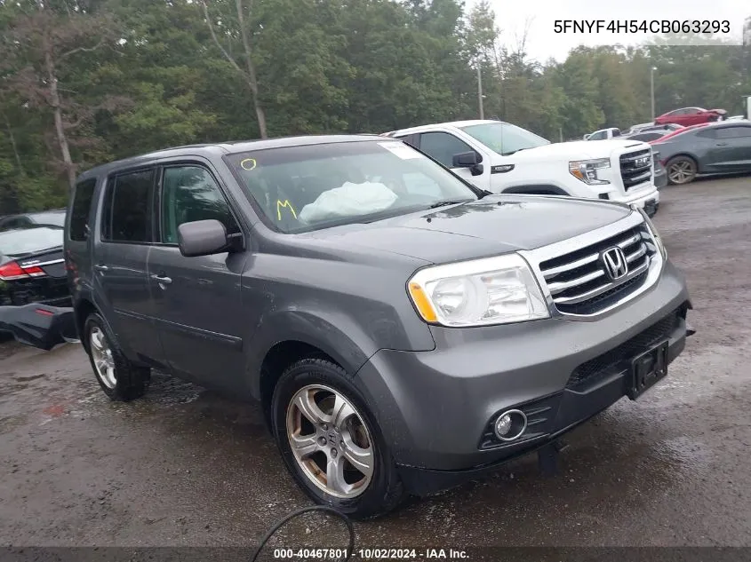 2012 Honda Pilot Ex-L VIN: 5FNYF4H54CB063293 Lot: 40467801