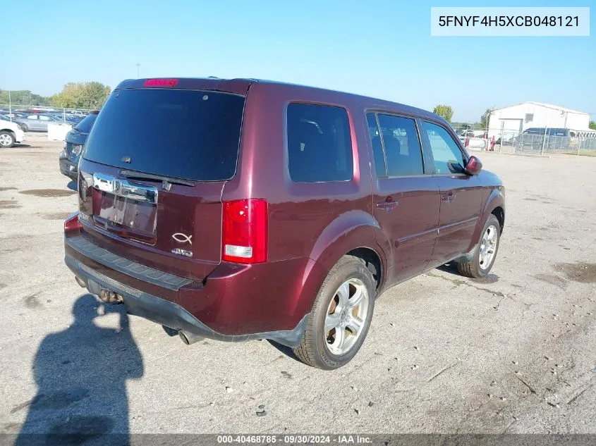 2012 Honda Pilot Exl VIN: 5FNYF4H5XCB048121 Lot: 40468785