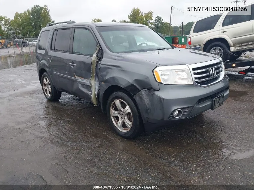 2012 Honda Pilot Ex-L VIN: 5FNYF4H53CB048266 Lot: 40471555