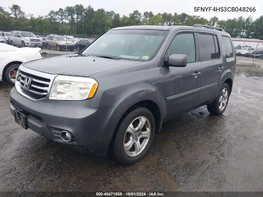 2012 Honda Pilot Ex-L VIN: 5FNYF4H53CB048266 Lot: 40471555