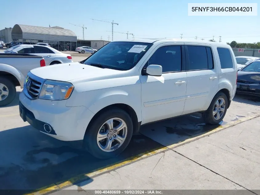 2012 Honda Pilot Ex-L VIN: 5FNYF3H66CB044201 Lot: 40480659