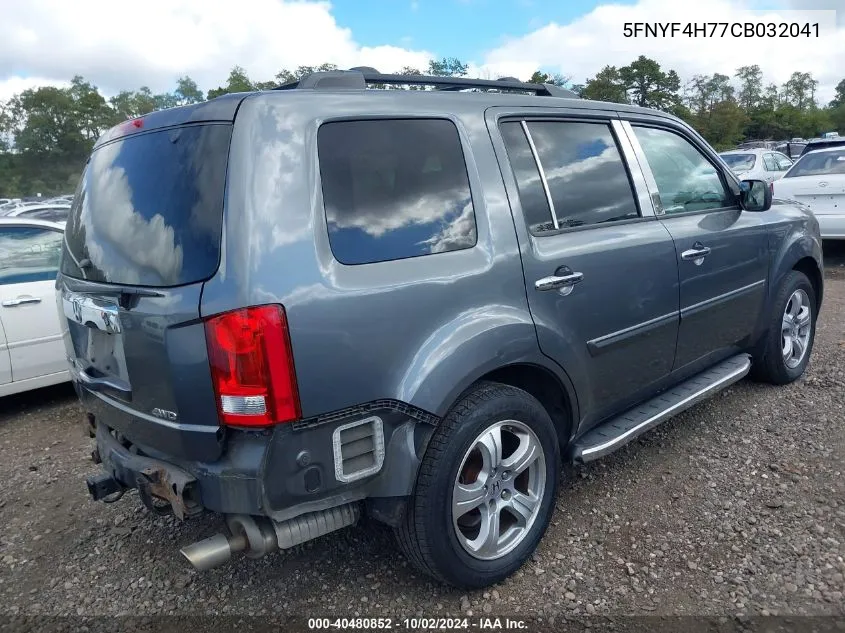 2012 Honda Pilot Ex-L VIN: 5FNYF4H77CB032041 Lot: 40480852