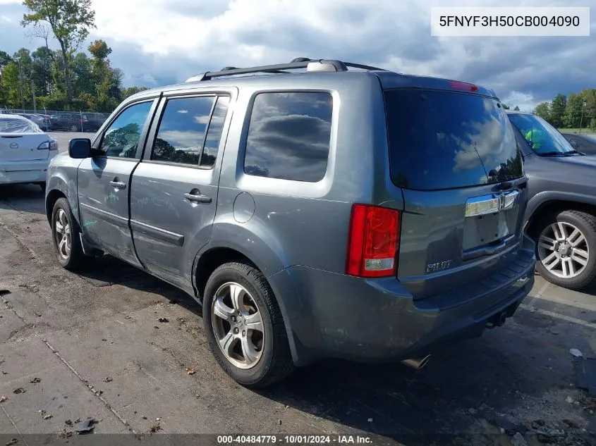 2012 Honda Pilot Ex-L VIN: 5FNYF3H50CB004090 Lot: 40484779