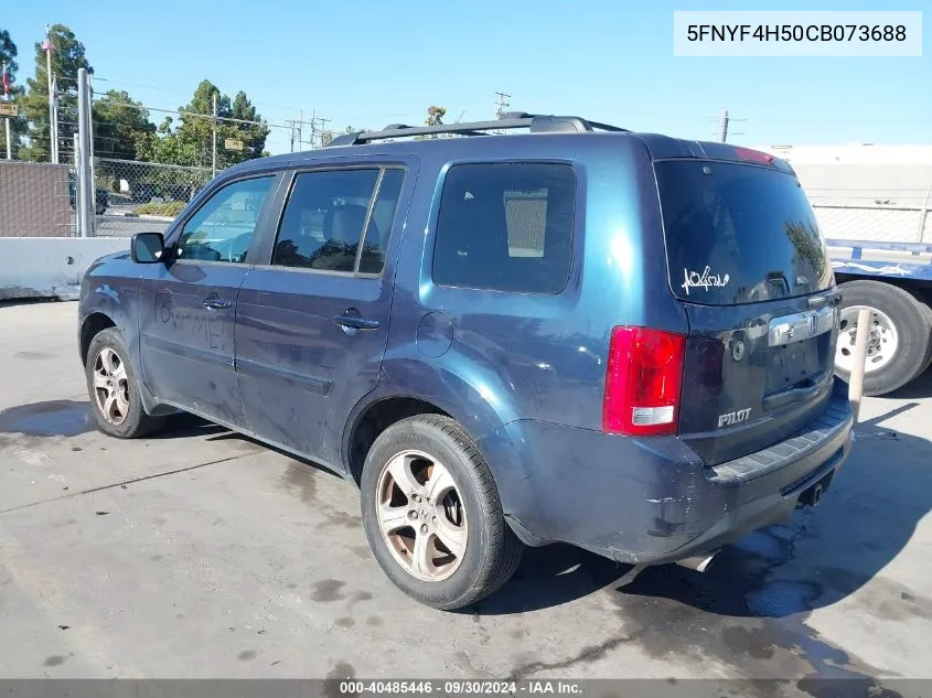 2012 Honda Pilot Ex-L VIN: 5FNYF4H50CB073688 Lot: 40485446