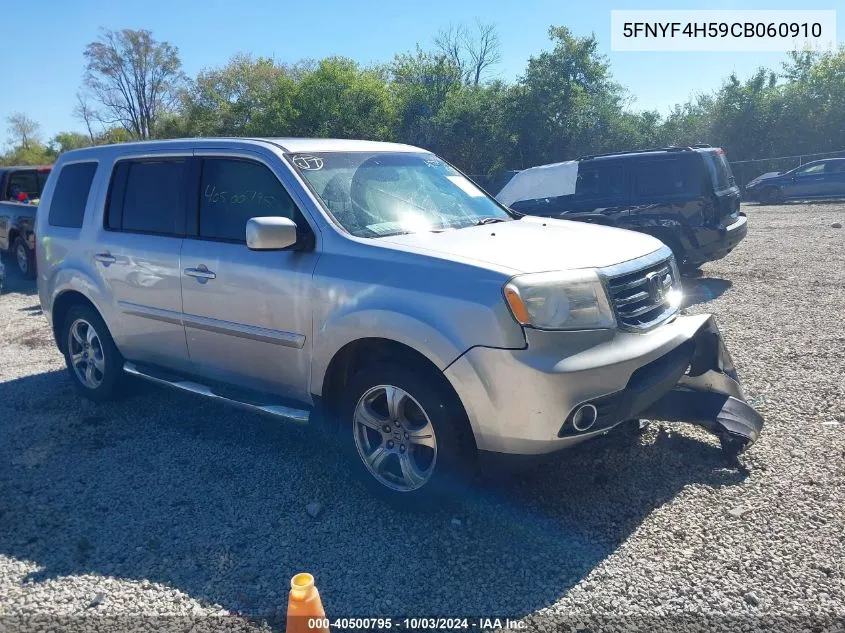 2012 Honda Pilot Ex-L VIN: 5FNYF4H59CB060910 Lot: 40500795