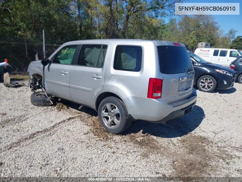 2012 Honda Pilot Ex-L VIN: 5FNYF4H59CB060910 Lot: 40500795