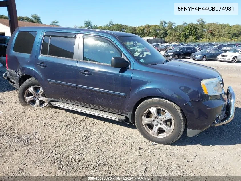 5FNYF4H44CB074981 2012 Honda Pilot Ex