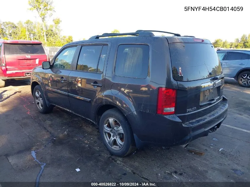 2012 Honda Pilot Ex-L VIN: 5FNYF4H54CB014059 Lot: 40526822