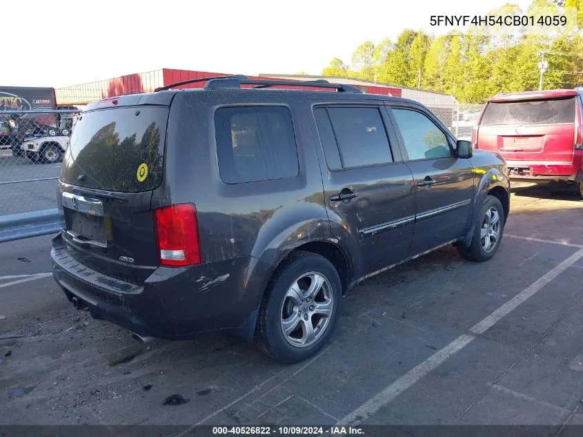 2012 Honda Pilot Ex-L VIN: 5FNYF4H54CB014059 Lot: 40526822