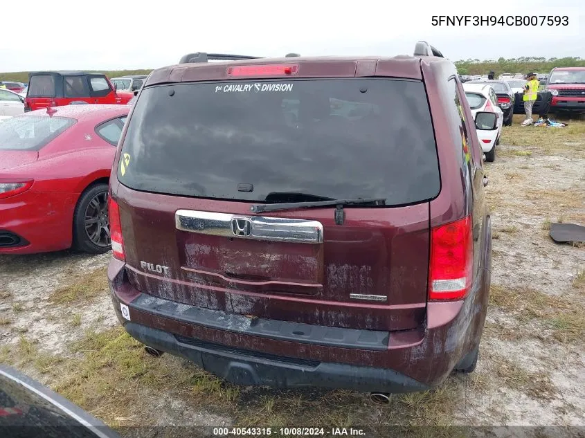 5FNYF3H94CB007593 2012 Honda Pilot Touring