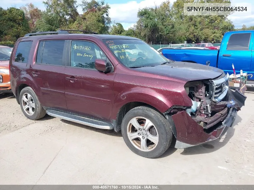 2012 Honda Pilot Ex-L VIN: 5FNYF4H55CB064534 Lot: 40571760