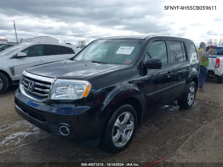 2012 Honda Pilot Ex-L VIN: 5FNYF4H55CB059611 Lot: 40573218