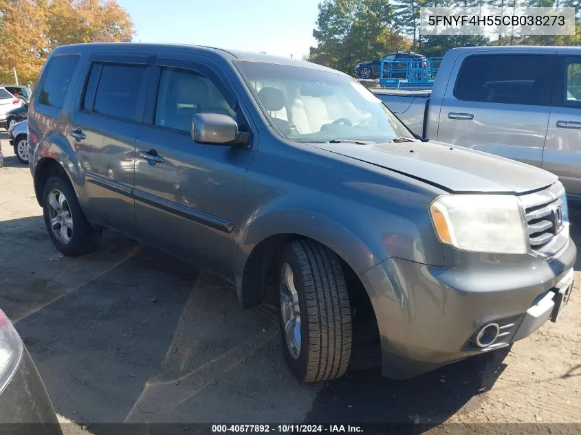 2012 Honda Pilot Ex-L VIN: 5FNYF4H55CB038273 Lot: 40577892