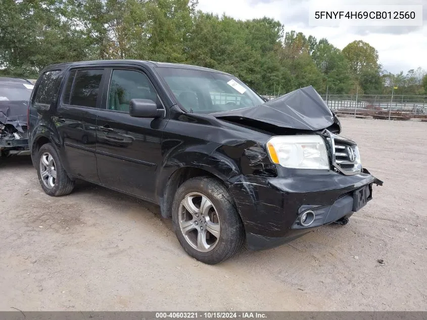 2012 Honda Pilot Ex-L VIN: 5FNYF4H69CB012560 Lot: 40603221