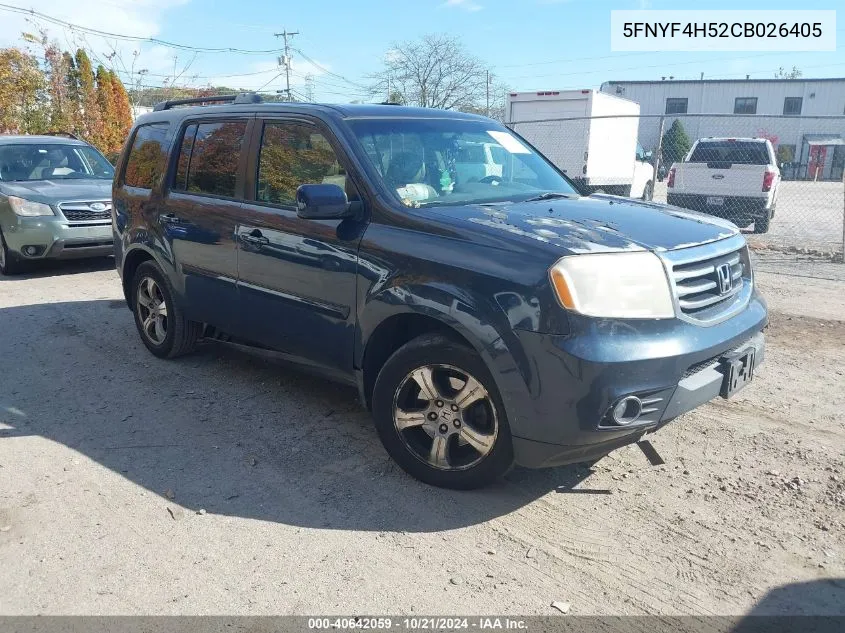 2012 Honda Pilot Ex-L VIN: 5FNYF4H52CB026405 Lot: 40642059