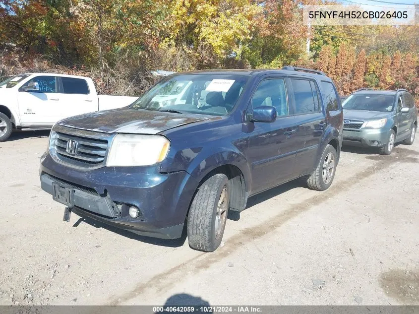 2012 Honda Pilot Ex-L VIN: 5FNYF4H52CB026405 Lot: 40642059