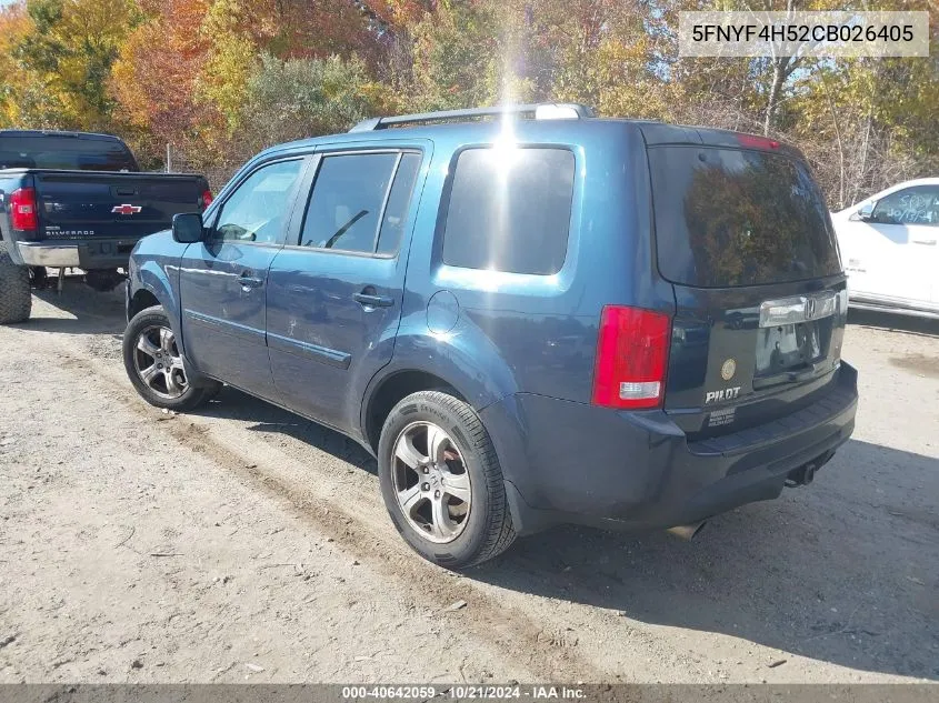 2012 Honda Pilot Ex-L VIN: 5FNYF4H52CB026405 Lot: 40642059