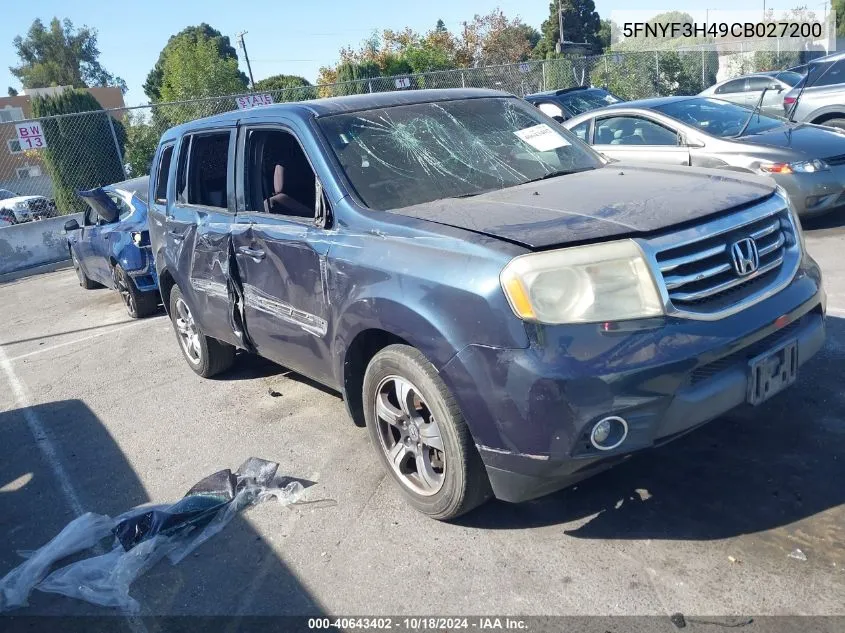 2012 Honda Pilot Ex VIN: 5FNYF3H49CB027200 Lot: 40643402