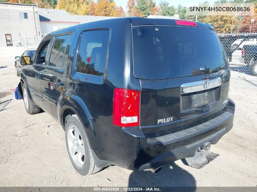 2012 Honda Pilot Ex-L VIN: 5FNYF4H50CB068636 Lot: 40643938