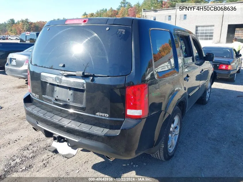 2012 Honda Pilot Ex-L VIN: 5FNYF4H50CB068636 Lot: 40643938