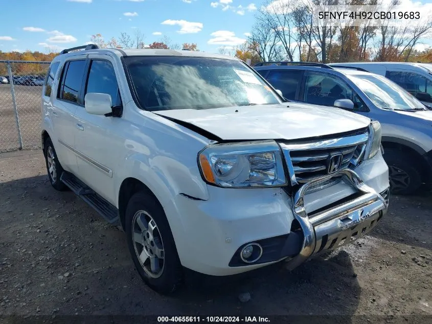 2012 Honda Pilot Touring VIN: 5FNYF4H92CB019683 Lot: 40655611