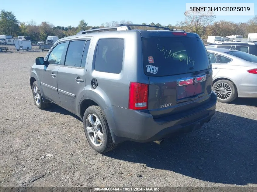 2012 Honda Pilot Ex VIN: 5FNYF3H41CB025019 Lot: 40660464