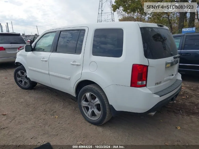 2012 Honda Pilot Ex-L VIN: 5FNYF4H51CB083923 Lot: 40664225