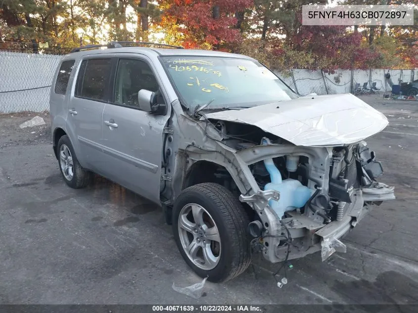 2012 Honda Pilot Ex-L VIN: 5FNYF4H63CB072897 Lot: 40671639