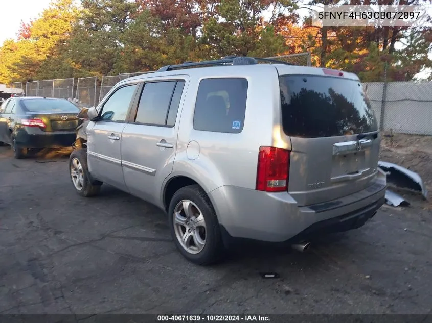 2012 Honda Pilot Ex-L VIN: 5FNYF4H63CB072897 Lot: 40671639