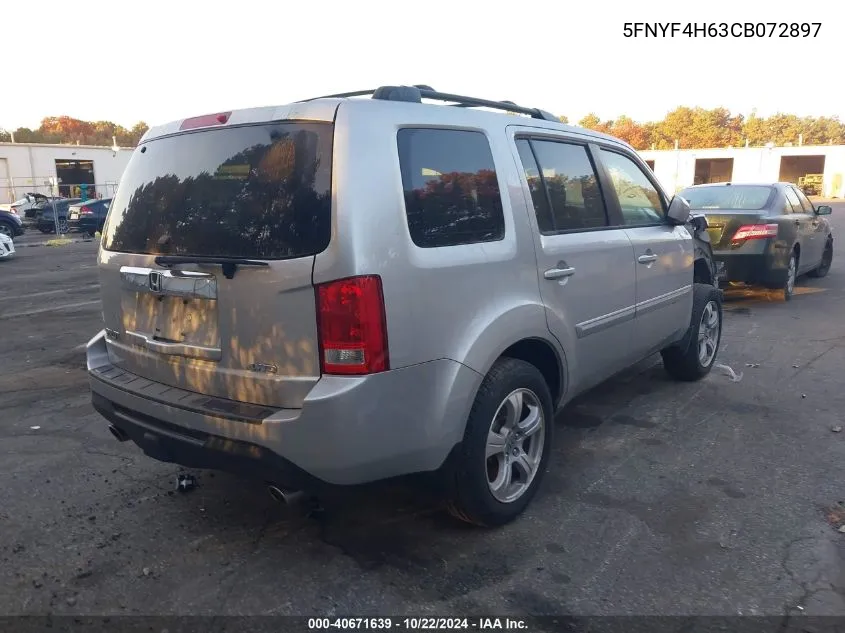 2012 Honda Pilot Ex-L VIN: 5FNYF4H63CB072897 Lot: 40671639