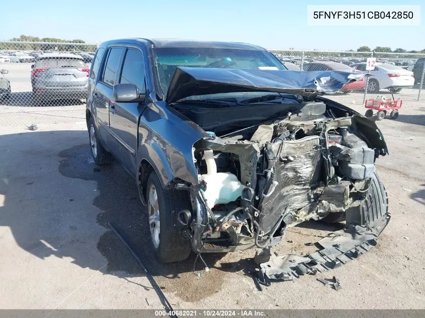 2012 Honda Pilot Exl VIN: 5FNYF3H51CB042850 Lot: 40682021