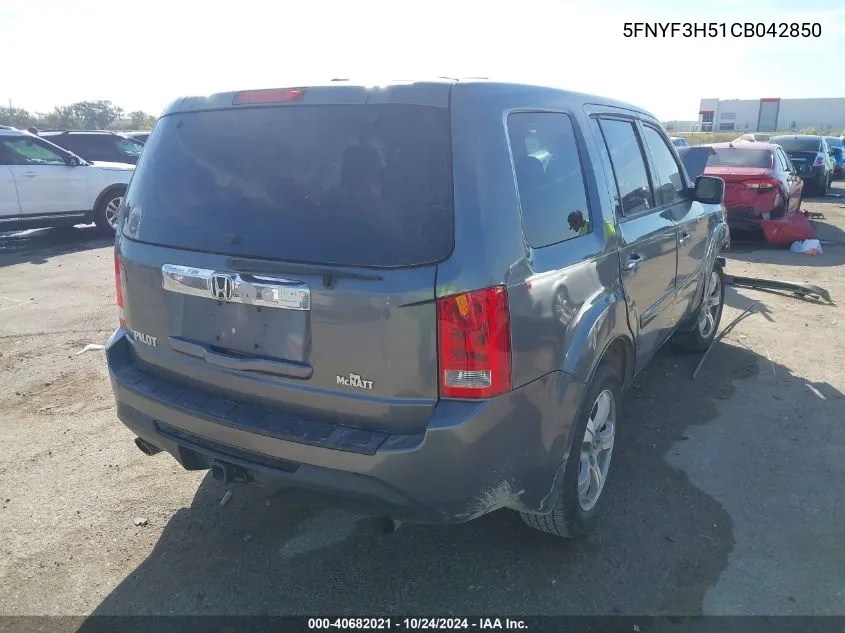 2012 Honda Pilot Exl VIN: 5FNYF3H51CB042850 Lot: 40682021