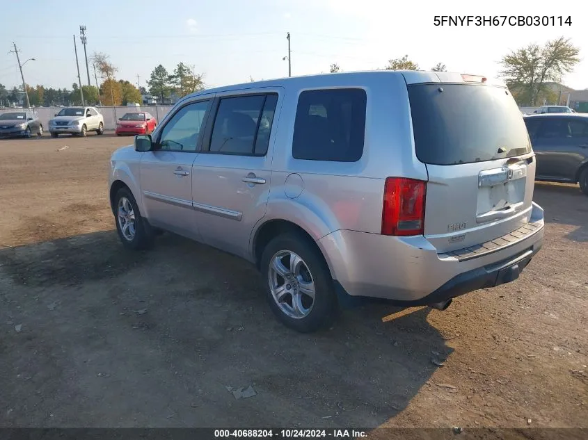 5FNYF3H67CB030114 2012 Honda Pilot Ex-L