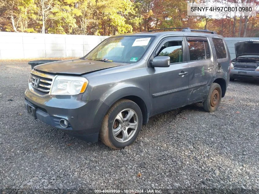 2012 Honda Pilot Touring VIN: 5FNYF4H97CB010980 Lot: 40689935