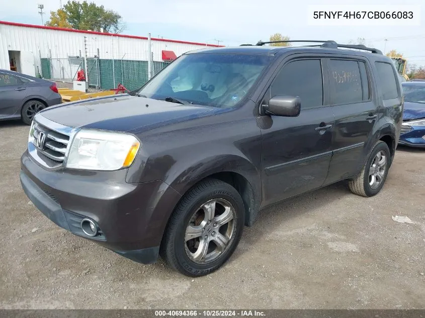 2012 Honda Pilot Ex-L VIN: 5FNYF4H67CB066083 Lot: 40694366