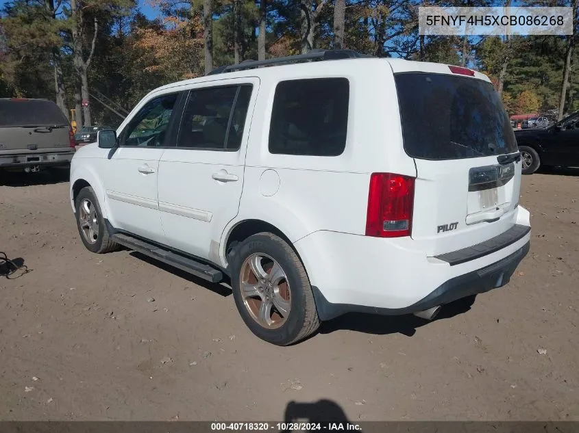 2012 Honda Pilot Ex-L VIN: 5FNYF4H5XCB086268 Lot: 40718320