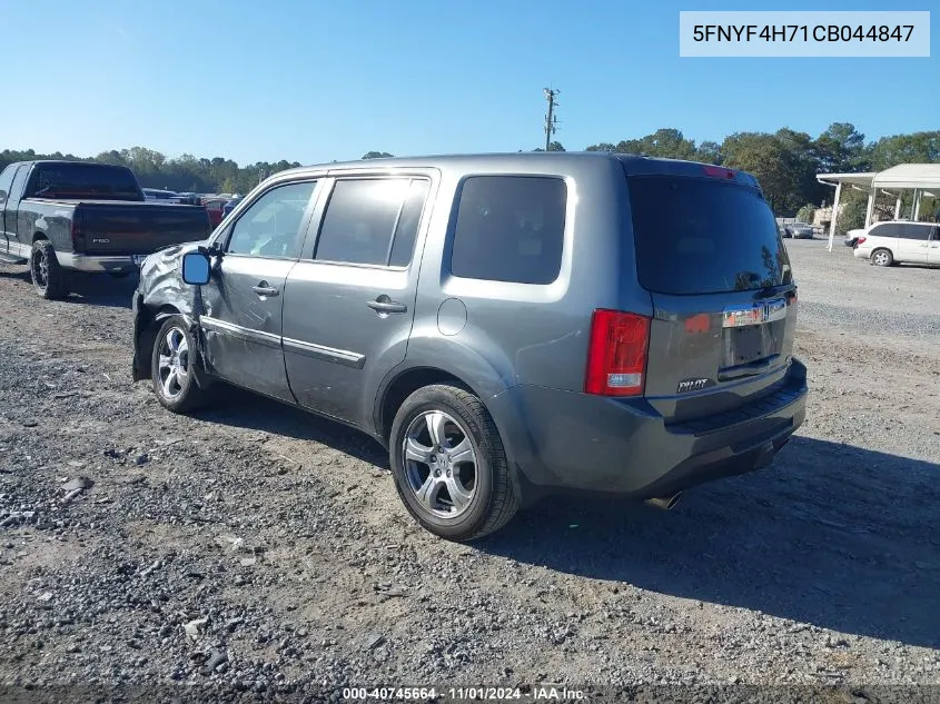 2012 Honda Pilot Ex-L VIN: 5FNYF4H71CB044847 Lot: 40745664