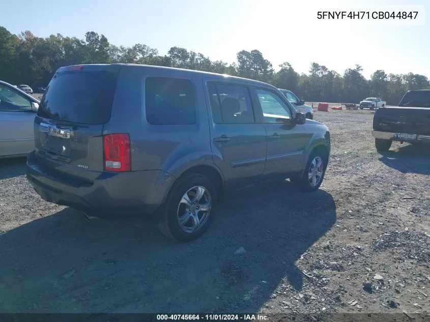 2012 Honda Pilot Ex-L VIN: 5FNYF4H71CB044847 Lot: 40745664