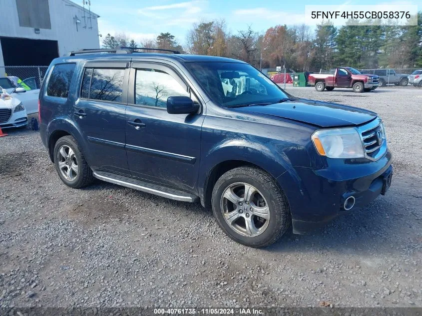 2012 Honda Pilot Ex-L VIN: 5FNYF4H55CB058376 Lot: 40761735