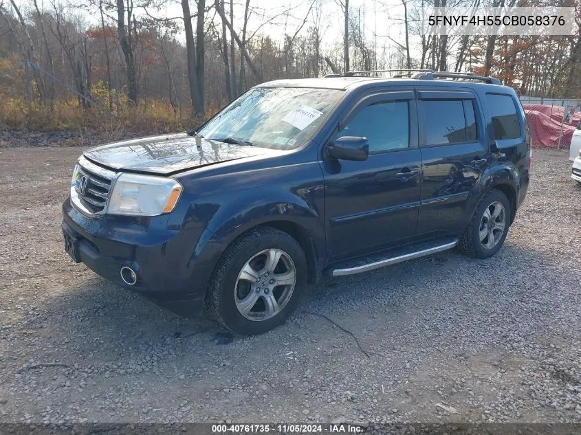 2012 Honda Pilot Ex-L VIN: 5FNYF4H55CB058376 Lot: 40761735