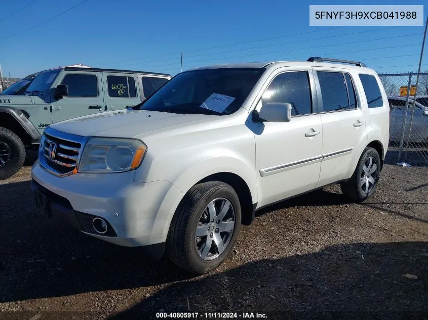 2012 Honda Pilot Touring VIN: 5FNYF3H9XCB041988 Lot: 40805917