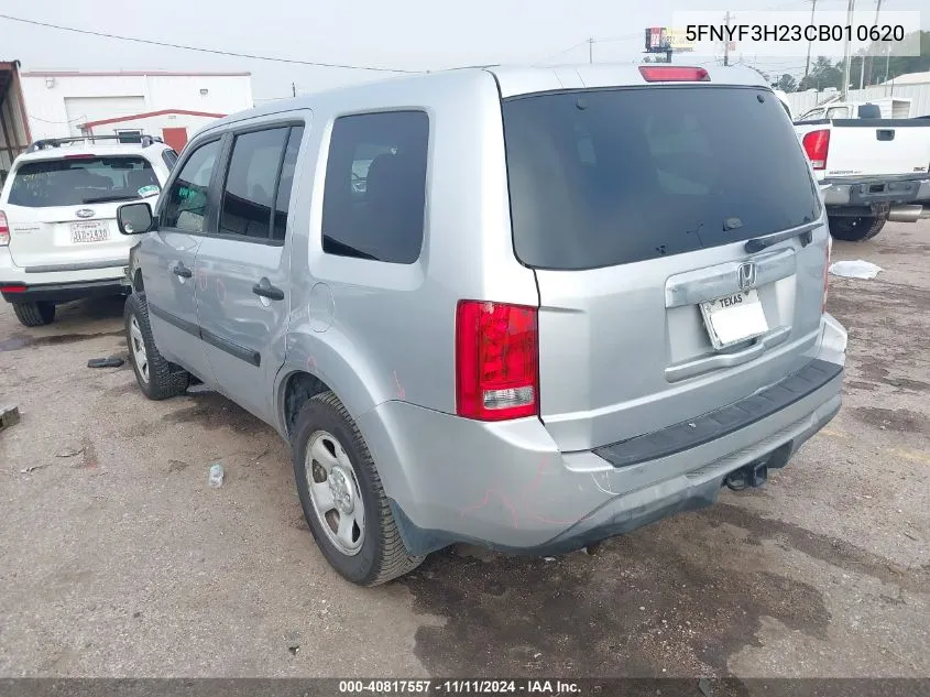 2012 Honda Pilot Lx VIN: 5FNYF3H23CB010620 Lot: 40817557