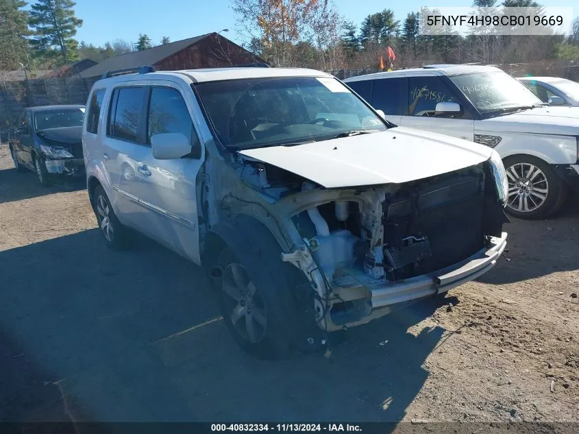 2012 Honda Pilot Touring VIN: 5FNYF4H98CB019669 Lot: 40832334